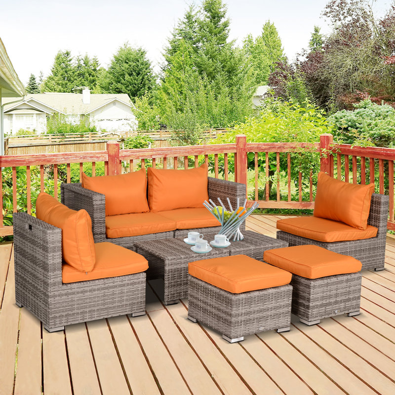 Latitude Run 8Pc Outdoor Patio Wicker Rattan Sofa Set Furniture